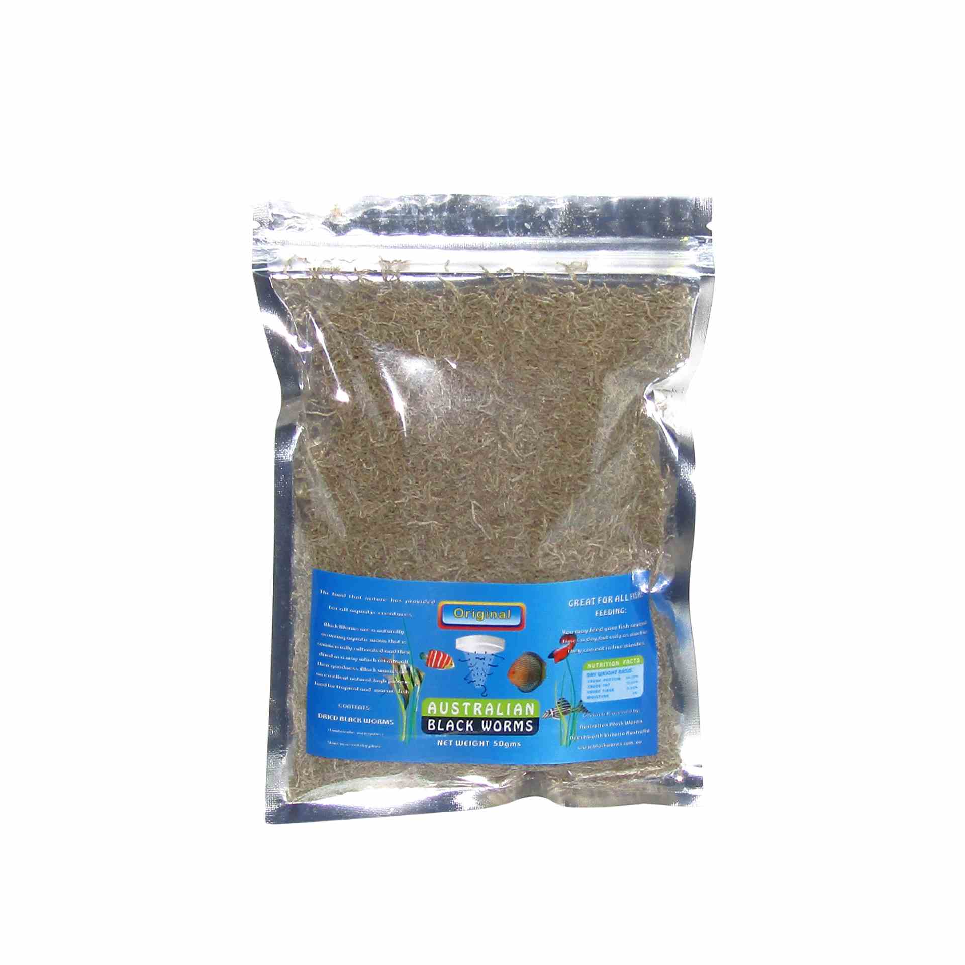 Aust. Blackworm Freeze Dried 50g (lge) (50cm)
